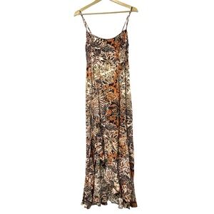 Intimately Free People Orange Black Fall Floral Maxi Dress Size Medium Boho